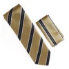 Antonia 100% Silk Tie W/Pocket Square - Black & Grey Stripes On Gold -Fashion Formal Wear Store ACT WTH 801 87860.1674426567