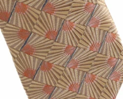 Antonia 100% Silk Tie W/Pocket Square - Tan & Copper Tone With Abstract Fan Design -Fashion Formal Wear Store ACT WTH 834 2 78543.1674426075