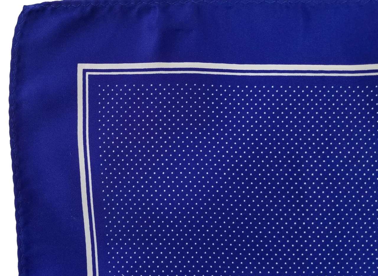 100% Silk Pocket Square - Royal Blue & White Tiny Polka Dots 12.5in X 12.5in 6 100% Silk Pocket Square - Royal Blue & White Tiny Polka Dots 12.5in X 12.5in - Image 4