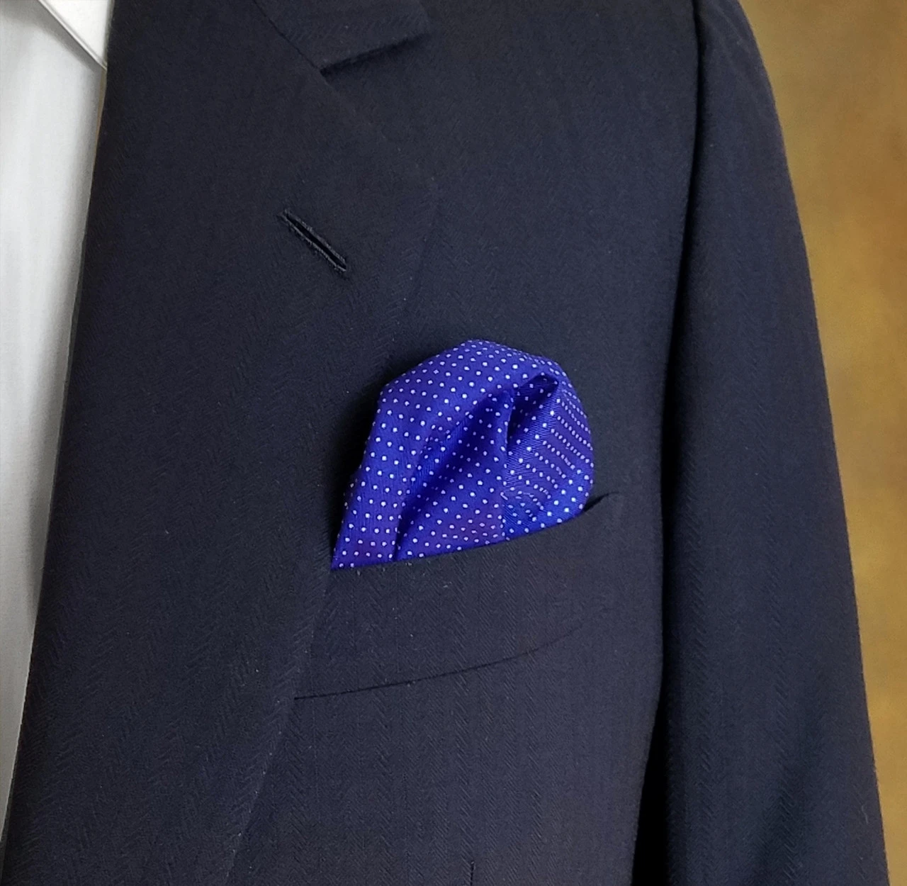100% Silk Pocket Square - Royal Blue & White Tiny Polka Dots 12.5in X 12.5in 7 100% Silk Pocket Square - Royal Blue & White Tiny Polka Dots 12.5in X 12.5in - Image 5