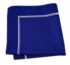 100% Silk Pocket Square - Royal Blue & White Tiny Polka Dots 12.5in X 12.5in