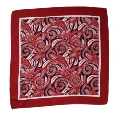 100% Silk Pocket Square - Dark Red Baroque Scroll Design 12.5 X 12.5 -Fashion Formal Wear Store ALPK DF105 2 59156.1599110974