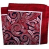 100% Silk Pocket Square - Dark Red Baroque Scroll Design 12.5 X 12.5 -Fashion Formal Wear Store ALPK DF105 65781.1598976658