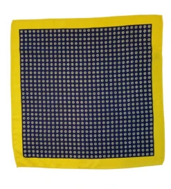 100% Silk Pocket Square - Navy Blue & Yellow Polka Dot 12.5in -Fashion Formal Wear Store ALPK DF200 2 14207.1619635128