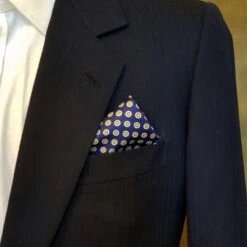 100% Silk Pocket Square - Navy Blue & Yellow Polka Dot 12.5in -Fashion Formal Wear Store ALPK DF200 4 98700.1619635128