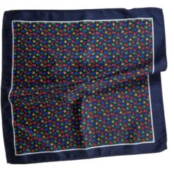 100% Silk Pocket Square - Navy With Petite Multi-Colored Flowers 12.5in -Fashion Formal Wear Store ALPK DF205 2 2 15297.1656527030