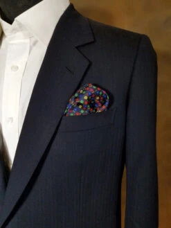 100% Silk Pocket Square - Navy With Petite Multi-Colored Flowers 12.5in -Fashion Formal Wear Store ALPK DF205 2 3 46006.1656527030