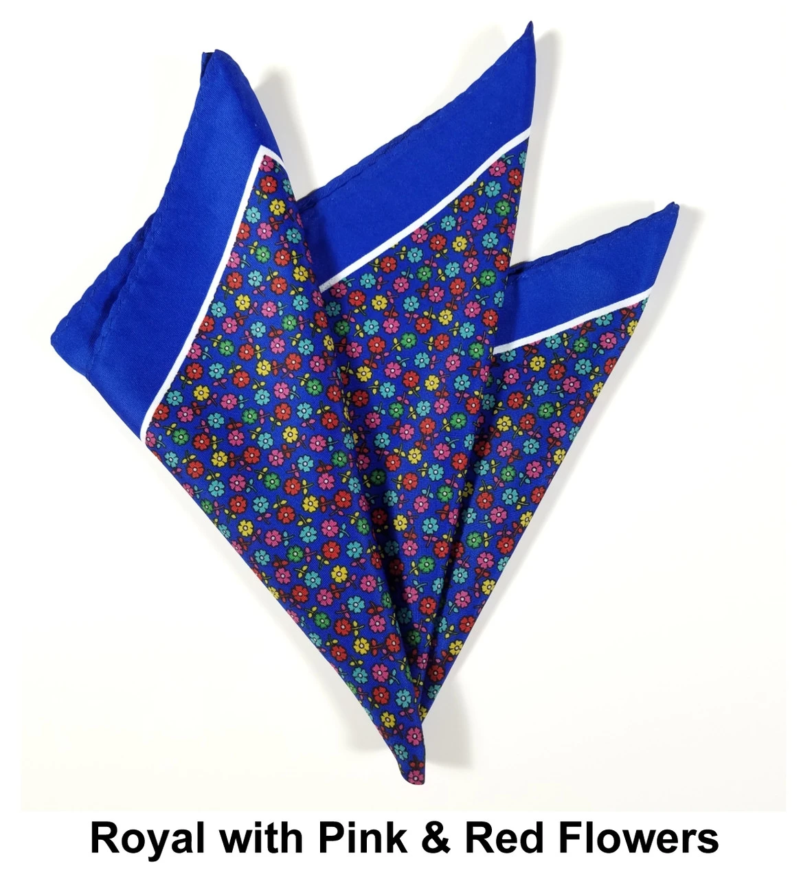 100% Silk Pocket Square - Royal Blue With Petite Multi-Colored Flowers 12.5in 7 100% Silk Pocket Square - Royal Blue With Petite Multi-Colored Flowers 12.5in - Image 5