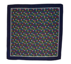 Silk Blend Pocket Square - Navy Blue Colorful Polka Dots Design 12.5 In -Fashion Formal Wear Store ALPK DF221 2 16820.1619632599