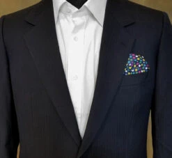Silk Blend Pocket Square - Navy Blue Colorful Polka Dots Design 12.5 In -Fashion Formal Wear Store ALPK DF221 3 78005.1619632603