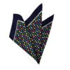 Silk Blend Pocket Square - Navy Blue Colorful Polka Dots Design 12.5 In -Fashion Formal Wear Store ALPK DF221 92564.1619632585
