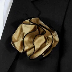 Antonio Ricci 2-in-1 Dark Gold 100% Dupioni Silk Pouf Round Pocket Square -Fashion Formal Wear Store AR PKS C HS002 41471.1675545757