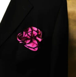 Antonio Ricci 2-in-1 Pouf Round Pocket Square - Black On Fuchsia Pink 9 Antonio Ricci 2-in-1 Pouf Round Pocket Square - Black On Fuchsia Pink -Fashion Formal Wear Store AR PKS HR 03 2 34150.1580244045