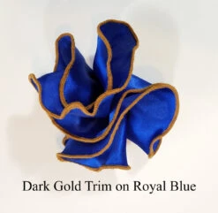 Antonio Ricci 2-in-1 Pouf Round Pocket Square - Royal Blue With Dark Gold Trim -Fashion Formal Wear Store AR PKS HR 119 2 66484.1619892464