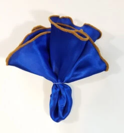 Antonio Ricci 2-in-1 Pouf Round Pocket Square - Royal Blue With Dark Gold Trim -Fashion Formal Wear Store AR PKS HR 119 3 72057.1619892490