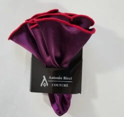 Antonio Ricci 2-in-1 Pouf Round Pocket Square - Red On Plum Purple 15 Antonio Ricci 2-in-1 Pouf Round Pocket Square - Red On Plum Purple -Fashion Formal Wear Store AR PKS HR 123 6 22283.1597096662