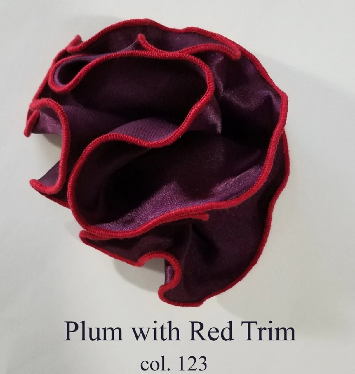 Antonio Ricci 2-in-1 Pouf Round Pocket Square - Red On Plum Purple 10 Antonio Ricci 2-in-1 Pouf Round Pocket Square - Red On Plum Purple - Image 8