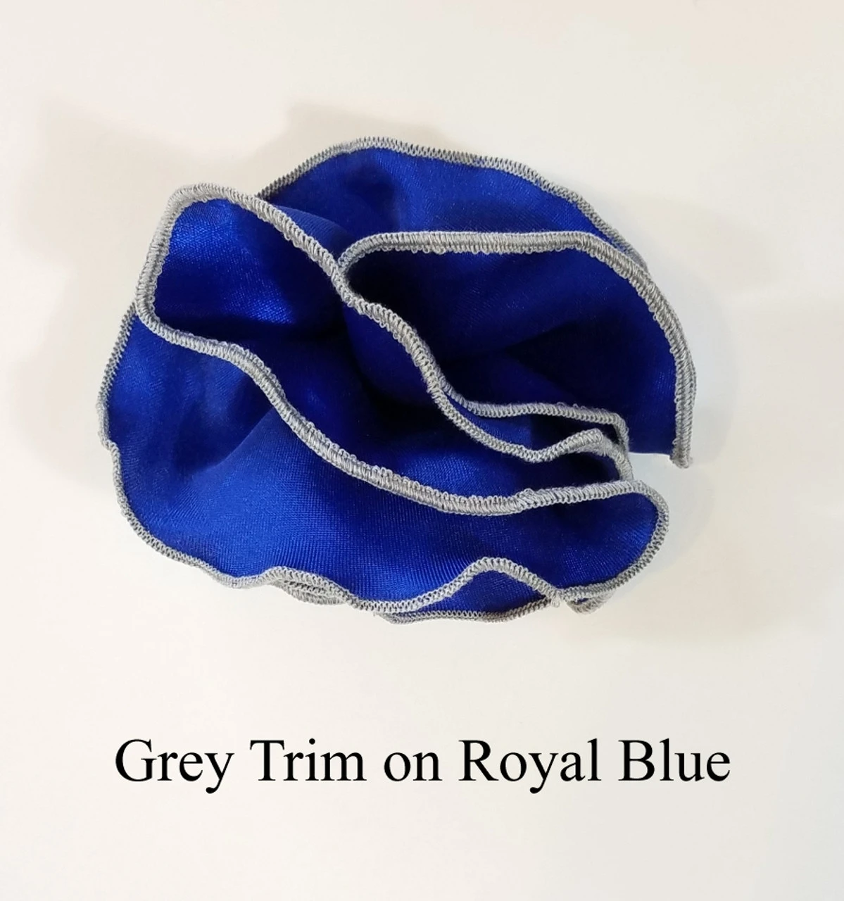 Antonio Ricci 2-in-1 Pouf Round Pocket Square - Royal Blue With Grey Trim 7 Antonio Ricci 2-in-1 Pouf Round Pocket Square - Royal Blue With Grey Trim - Image 5