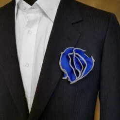 Antonio Ricci 2-in-1 Pouf Round Pocket Square - Royal Blue With Grey Trim 8 Antonio Ricci 2-in-1 Pouf Round Pocket Square - Royal Blue With Grey Trim -Fashion Formal Wear Store AR PKS HR 124 63116.1619893296