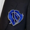 Antonio Ricci 2-in-1 Pouf Round Pocket Square - Royal Blue With Grey Trim -Fashion Formal Wear Store AR PKS HR 124a 56701.1619893274