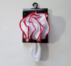 Antonio Ricci 2-in-1 Pouf Round Pocket Square - Red On White -Fashion Formal Wear Store AR PKS HR 14 4 61170.1593872989