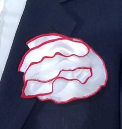 Antonio Ricci 2-in-1 Pouf Round Pocket Square - Bright Red On White