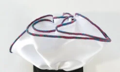 Antonio Ricci 2-in-1 Pouf Round Pocket Square - Mauve Pink & Teal On White -Fashion Formal Wear Store AR PKS HR 150 5 21475.1596837089