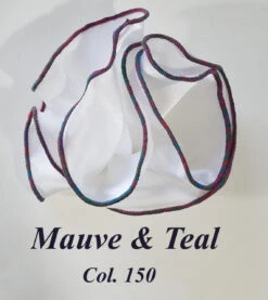 Antonio Ricci 2-in-1 Pouf Round Pocket Square - Mauve Pink & Teal On White -Fashion Formal Wear Store AR PKS HR 150 6 47095.1596837088