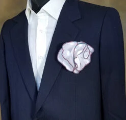 Antonio Ricci 2-in-1 Pouf Round Pocket Square - Mauve Pink & Teal On White -Fashion Formal Wear Store AR PKS HR 150 10251.1596837088