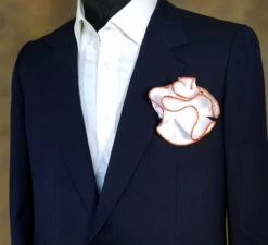 Antonio Ricci 2-in-1 Pouf Round Pocket Square - Orange & Yellow On White -Fashion Formal Wear Store AR PKS HR 154 97795.1596826765
