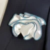 Antonio Ricci 2-in-1 Pouf Round Pocket Square - Grey & Blue Color On White
