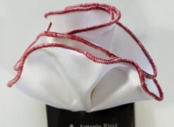 Antonio Ricci 2-in-1 Pouf Round Pocket Square - Red & White Blend On White -Fashion Formal Wear Store AR PKS HR 157 4 01410.1596787865