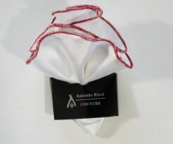 Antonio Ricci 2-in-1 Pouf Round Pocket Square - Red & White Blend On White -Fashion Formal Wear Store AR PKS HR 157 7 64239.1596787866