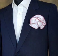 Antonio Ricci 2-in-1 Pouf Round Pocket Square - Red & White Blend On White -Fashion Formal Wear Store AR PKS HR 157 25480.1596787866