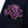 Antonio Ricci 2-in-1 Pouf Round Pocket Square - Light Gold On Purple