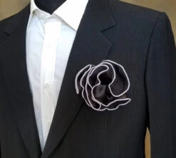 Antonio Ricci 2-in-1 Pouf Round Pocket Square - Silver On Black 7 Antonio Ricci 2-in-1 Pouf Round Pocket Square - Silver On Black -Fashion Formal Wear Store AR PKS HR 242 62931.1602111583