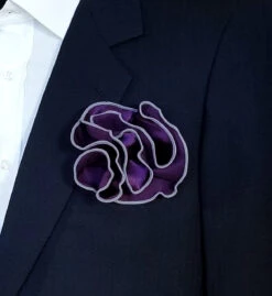 Antonio Ricci 2-in-1 Pouf Round Pocket Square -White On Dark Purple -Fashion Formal Wear Store AR PKS HR 259 2 47166.1597412277