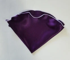 Antonio Ricci 2-in-1 Pouf Round Pocket Square -White On Dark Purple -Fashion Formal Wear Store AR PKS HR 259 3 32502.1597412277