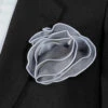 Antonio Ricci 2-in-1 Pouf Round Pocket Square - White On Platinum Grey -Fashion Formal Wear Store AR PKS HR 260ba 80803.1594193641