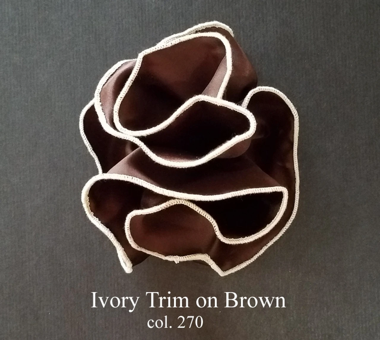 Antonio Ricci 2-in-1 Pouf Round Pocket Square - Ivory On Brown 7 Antonio Ricci 2-in-1 Pouf Round Pocket Square - Ivory On Brown - Image 5