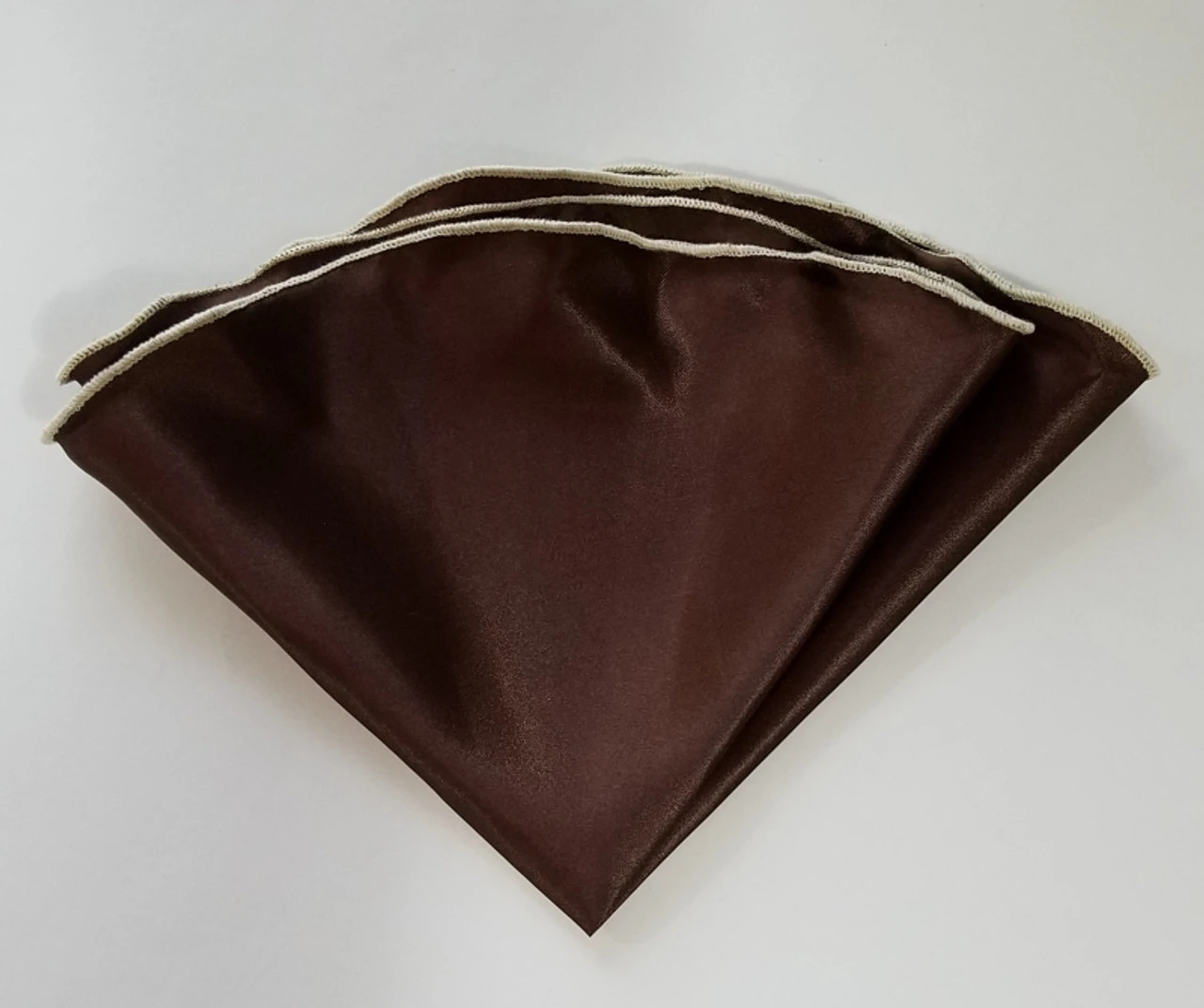 Antonio Ricci 2-in-1 Pouf Round Pocket Square - Ivory On Brown 5 Antonio Ricci 2-in-1 Pouf Round Pocket Square - Ivory On Brown - Image 3