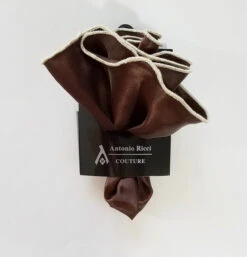 Antonio Ricci 2-in-1 Pouf Round Pocket Square - Ivory On Brown 13 Antonio Ricci 2-in-1 Pouf Round Pocket Square - Ivory On Brown -Fashion Formal Wear Store AR PKS HR 270 6 54377.1597899278