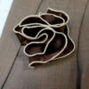 Antonio Ricci 2-in-1 Pouf Round Pocket Square - Ivory On Brown -Fashion Formal Wear Store AR PKS HR 270a 00764.1597899277