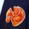 Antonio Ricci 2-in-1 Pouf Round Pocket Square - White On Orange -Fashion Formal Wear Store AR PKS HR 286a 74924.1675797168