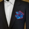 Antonio Ricci 2-in-1 Pouf Round Pocket Square - Red On French Blue 1 Antonio Ricci 2-in-1 Pouf Round Pocket Square - Red On French Blue -Fashion Formal Wear Store AR PKS HR 49 61008.1619894172