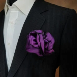 Antonio Ricci 2-in-1 Pouf Round Pocket Square - Black On Deep Purple -Fashion Formal Wear Store AR PKS HR 78 2 87085.1597438855