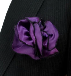 Antonio Ricci 2-in-1 Pouf Round Pocket Square - Black On Deep Purple