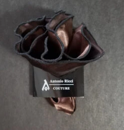 Antonio Ricci 2-in-1 Pouf Round Pocket Square - Black On Dark Brown 13 Antonio Ricci 2-in-1 Pouf Round Pocket Square - Black On Dark Brown -Fashion Formal Wear Store AR PKS HR 82 3 00597.1597700328