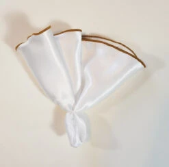 Antonio Ricci 2-in-1 Pouf Round Pocket Square - Dark Tan On White -Fashion Formal Wear Store AR PKS HR 90B 4 01629.1619123760