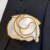 Antonio Ricci 2-in-1 Pouf Round Pocket Square - Dark Tan On White -Fashion Formal Wear Store AR PKS HR 90Ba 42441.1619123745